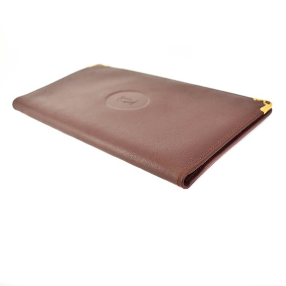 CARTIER: Burgundy, Leather & "Double C" Wallet pq - Picture 4 of 8